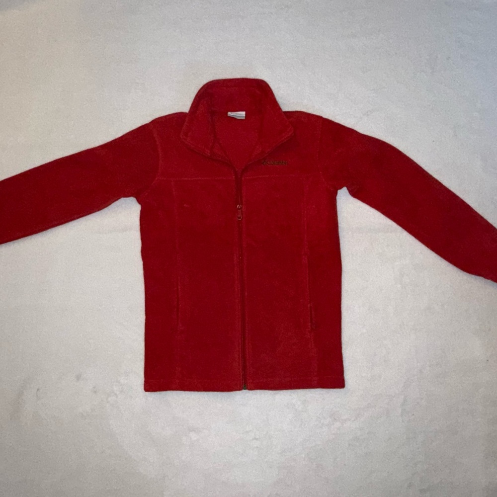 Columbia Red Full-Zip Fleece Jacket size small